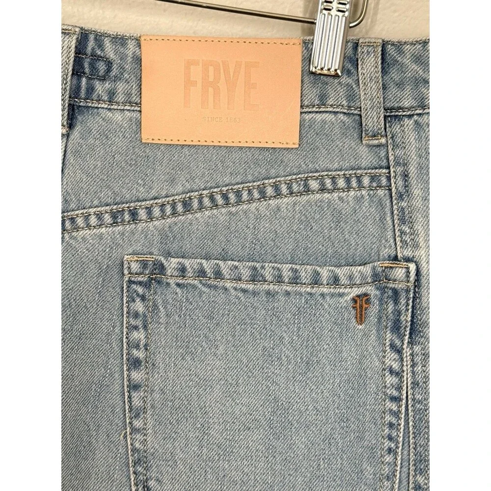 NWOT FRYE‎ Denim Mid Rise Midi Skirt Size 28 Light Wash Split Preppy Grunge 90s
